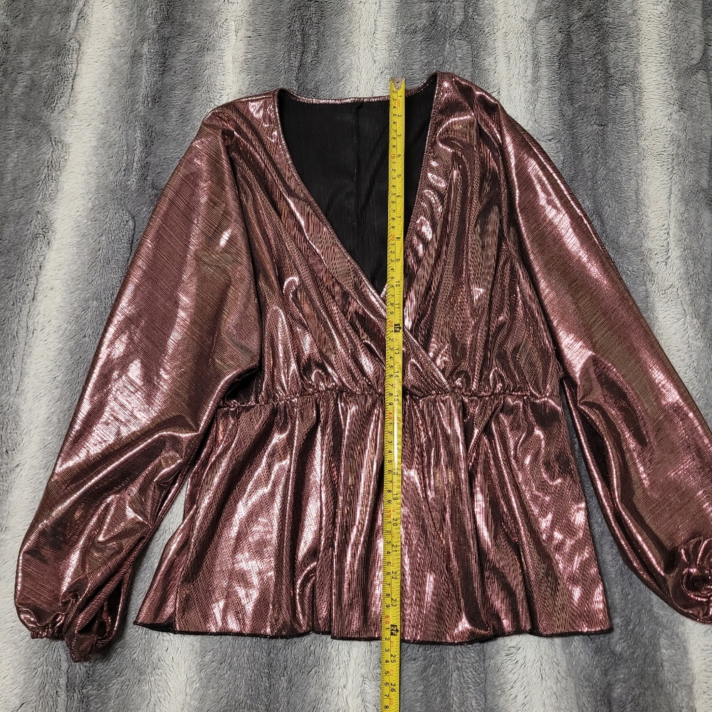 Dusty Pink metallic surplus shirt size 0x - Picture 3 of 5